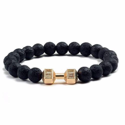 Creative Dumbbell - Shaped Bracelet, Made of Zinc Alloy and Natural Lava Stone, Versatile Style, Personalized and Fashionable