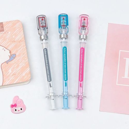 Creative Simulation Syringe-shaped Neutral Pen, 0.5mm, Black Ink — Unique Design, Smooth Writing, Comfortable Grip. Buy One, Get Two Free. Colors Shipped Randomly