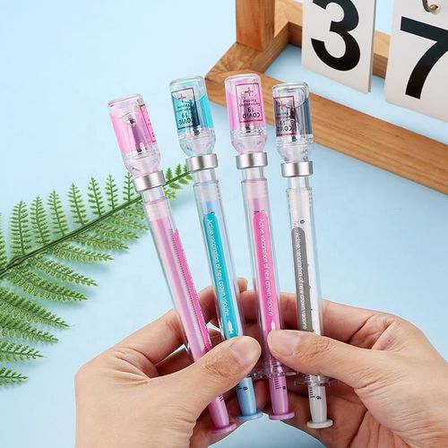 Creative Simulation Syringe-shaped Neutral Pen, 0.5mm, Black Ink — Unique Design, Smooth Writing, Comfortable Grip. Buy One, Get Two Free. Colors Shipped Randomly
