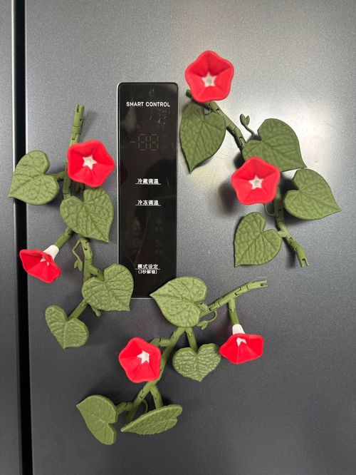 Hot-selling Morning Glory Magnetic Refrigerator Stickers: 3D Printed, Freely Combinable, Versatile, Vivid & Interesting, Colors Shipped Randomly