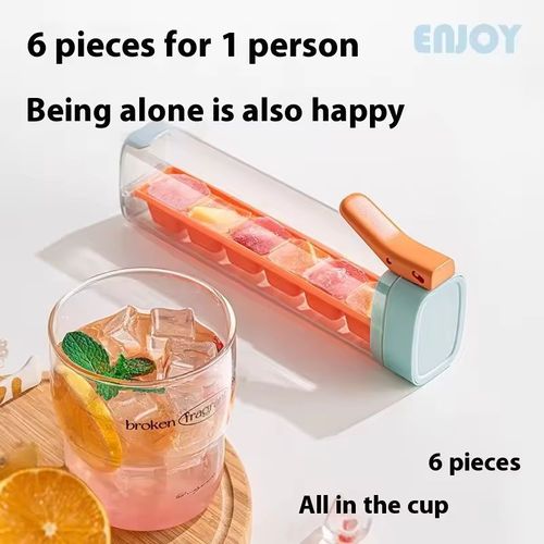 Best-selling Summer Essential: One-handed Operation Ice Cube Tray, 6-grid Design, Food-grade PP Material, Safe & Eco-friendly, Colors Shipped Randomly