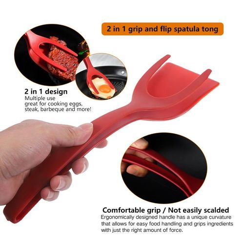 Bestselling Home Kitchen Multi-Functional Tool — 2-in-1 Spatula & Tongs, Food-Grade Nylon Material, Heat-Resistant, Easy to Clean, Colors Shipped Randomly, Buy One Get One Free