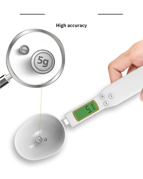 Hot-selling Household White Spoon-shaped Electronic Scale - Suitable for Measuring Ingredients, Milk Powder, with 0.1g Accuracy