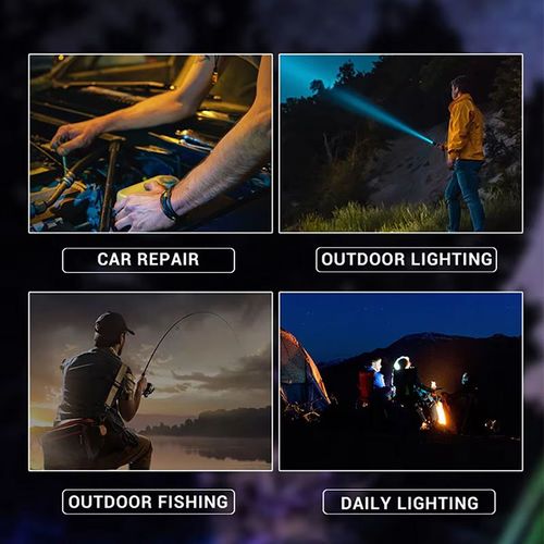 High - power flashlight, light - emitting diode (LED), zoom - focus, power display, handheld flashlight, for camping, rechargeable flashlight