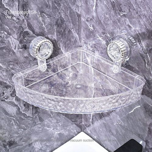 Modern Plastic New Suction Cup Triangle Storage Rack Punch-Free Wall-Mounted Bathroom Toilet Washstand Corner Storage Rack