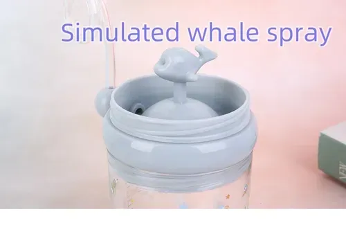 Whale spray cup, cup that sprays water, elementary school students and babies cute fountain cup