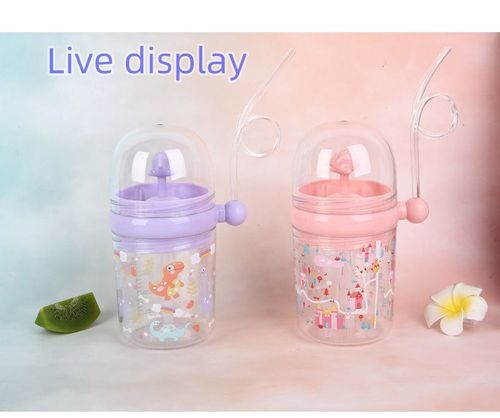 Whale spray cup, cup that sprays water, elementary school students and babies cute fountain cup