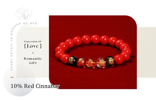 Good Luck Attract Money Beaded Bracelet Feng Shui Five God of Wealth Cinnabar Energy Stone Bead Bracelet