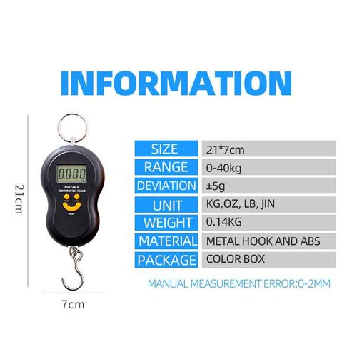 Best-selling travel essential luggage scale, commonly used portable scale for home use, 50 kg electronic portable scale with hook.