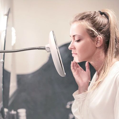 MFlexible Mirror LED light-filling suction cup makeup mirror 10 times magnification universal 360 degree folding mirror