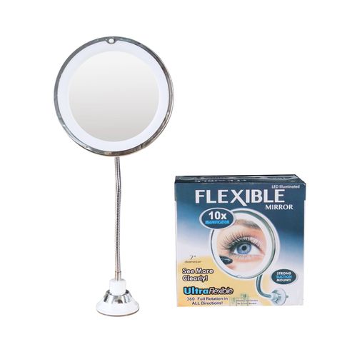 MFlexible Mirror LED light-filling suction cup makeup mirror 10 times magnification universal 360 degree folding mirror