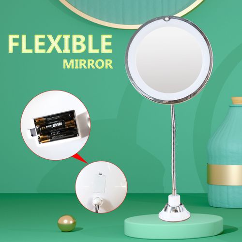 MFlexible Mirror LED light-filling suction cup makeup mirror 10 times magnification universal 360 degree folding mirror