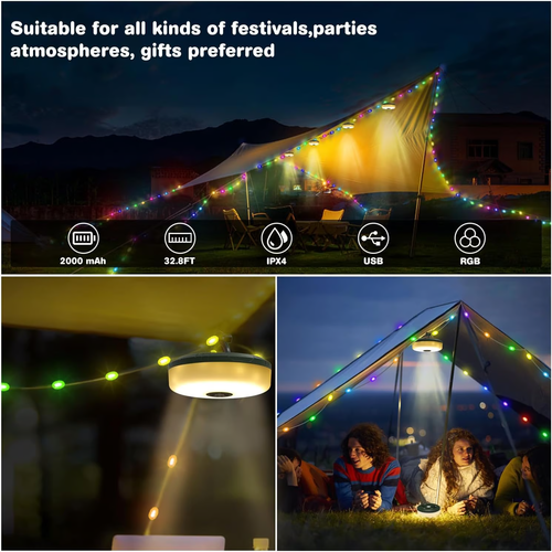 Camping Outdoor Waterproof Portable Stowable String Light