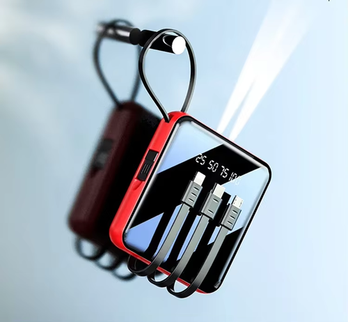 Mini Power Bank 10000Mah With Cable Fast Charger External Battery Portable Charger External Battery Powerbank