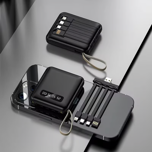 Mini Power Bank 10000Mah With Cable Fast Charger External Battery Portable Charger External Battery Powerbank