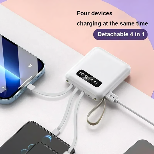 Mini Power Bank 10000Mah With Cable Fast Charger External Battery Portable Charger External Battery Powerbank