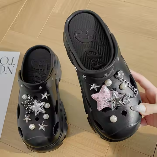 Waterproof Non-slip Wear-Resistant Thick Bottom Heightening Garden Hole Shoes Female Clog