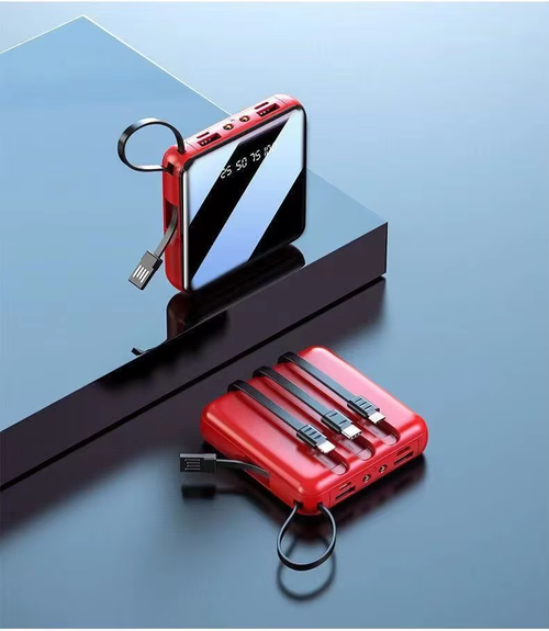 Mini Power Bank 10000Mah With Cable Fast Charger External Battery Portable Charger External Battery Powerbank