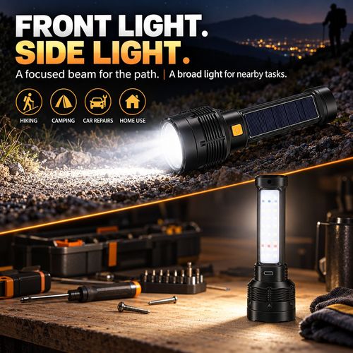 Solar Rechargeable Torch - 3 Lighting Modes
