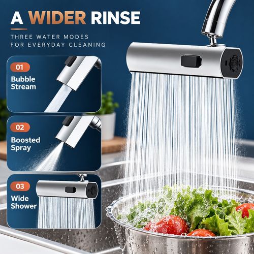 3-Mode Waterfall Faucet Attachment