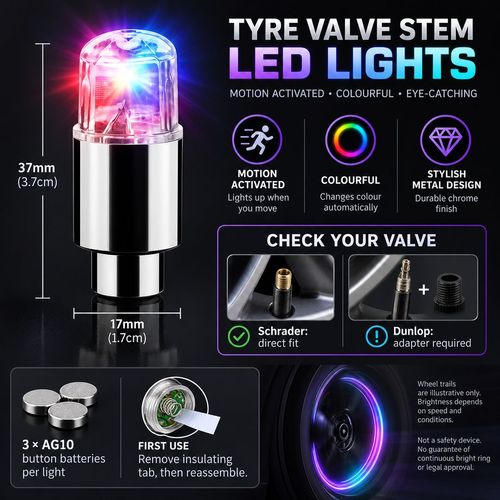 Colourful Tyre Valve Stem Flash Lights