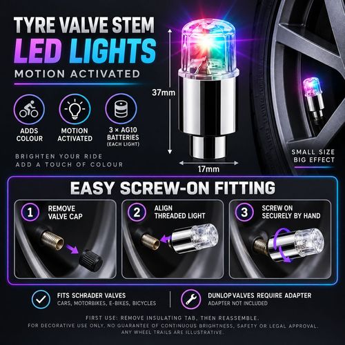 Colourful Tyre Valve Stem Flash Lights