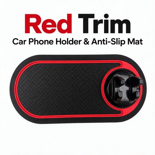 Car Phone Holder & Anti-Slip Dashboard Mat with 360° Rotating Cradle