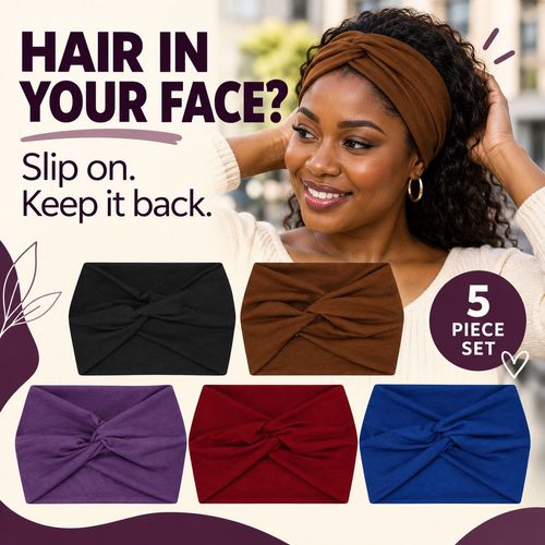 Wide Twist Headbands | 5-Piece Colour Set