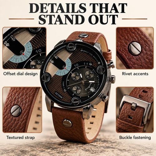 Statement Dial Watch with Rivet Strap