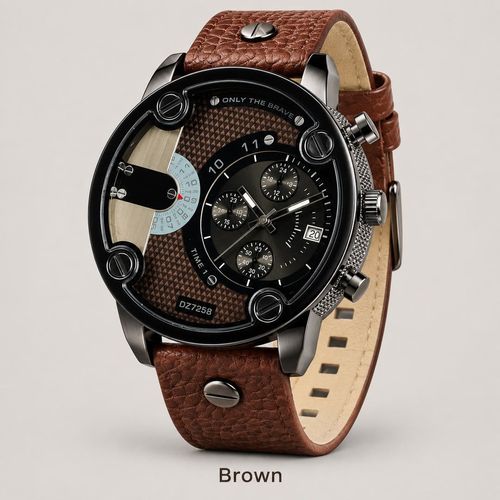 Statement Dial Watch with Rivet Strap