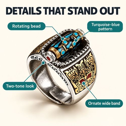 Nine-Eye Dzi Style Rotating Ring