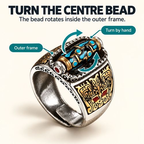 Nine-Eye Dzi Style Rotating Ring