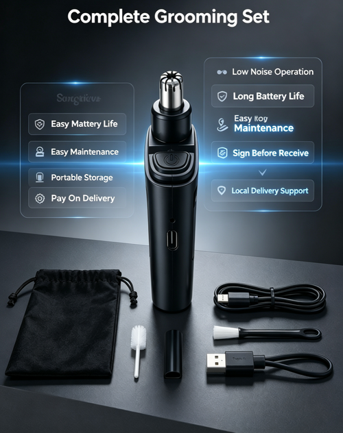 Portable USB‑C Rechargeable Nose Hair Trimmer | Painless Ear & Nose Hair Remover For Men