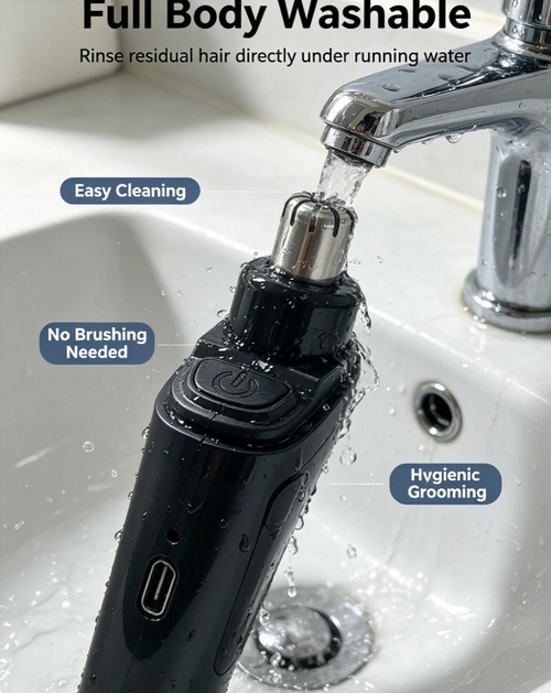 Portable USB‑C Rechargeable Nose Hair Trimmer | Painless Ear & Nose Hair Remover For Men
