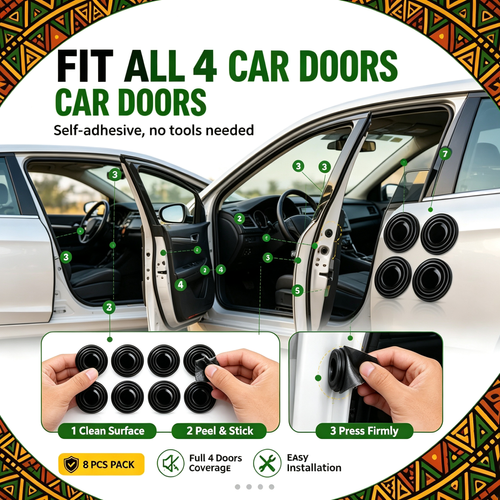 8PCS Car Door Quiet Close Shock Pads🚗 | Universal Rubber Noise Reduction Bumpers