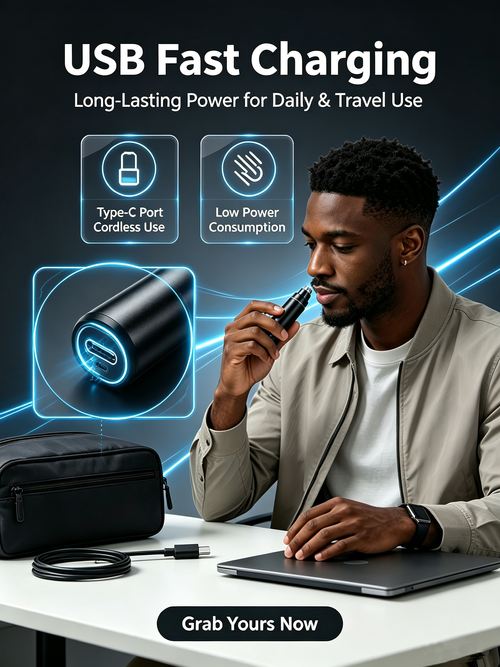 Electric Nose Hair Trimmer Waterproof USB Rechargeable Painless Ear Nose Grooming Device Portable Men Women Personal Care Trimmer