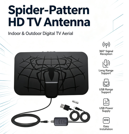 🔥Spider‑Pattern HD TV Antenna | Indoor Outdoor Digital TV Aerial