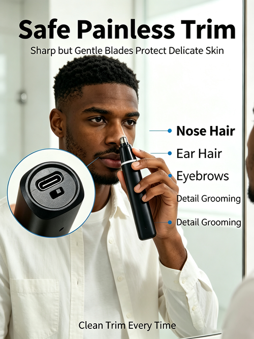 Electric Nose Hair Trimmer Waterproof USB Rechargeable Painless Ear Nose Grooming Device Portable Men Women Personal Care Trimmer