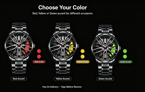 Rim Wheel Design Men Watch ⌚ Black Steel Quartz Sport Watch