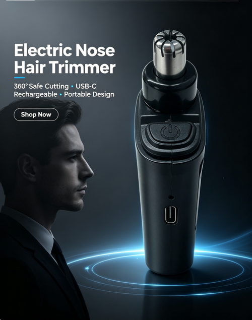 Portable USB‑C Rechargeable Nose Hair Trimmer | Painless Ear & Nose Hair Remover For Men