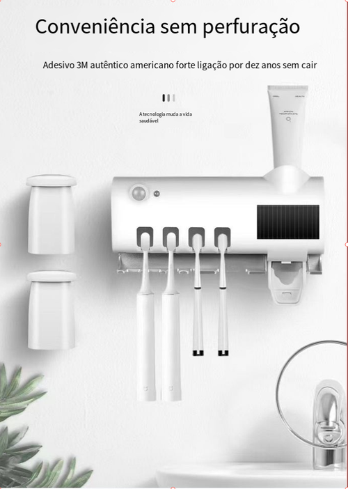 Smart uv germicida toothbrush tender multi-função home toothbrush holder wall mount punch free set