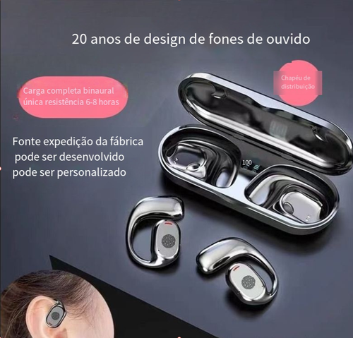 Bluetooth wireless Bluetooth earphones with large battery capacity, digital display, for voice communication, bone conduction, motion adjustable earphones