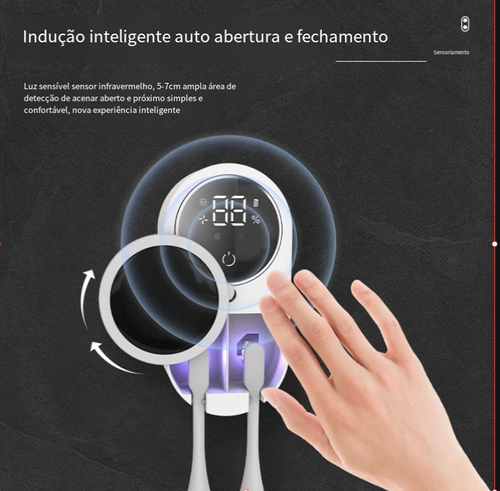 Smart sensor open close toothbrush desinfecção caixa uv toothbrush desinfecção esterilização secador removível não tracing parede pendurado