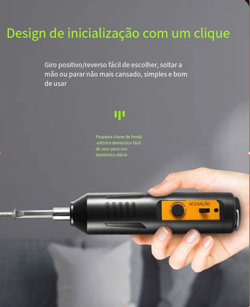 Chave de fenda elétrica recarregável para uso doméstico, broca elétrica mini, furadeira de impacto pequena, kit de ferramentas a bateria de lítio