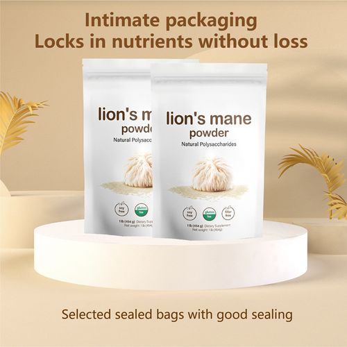 100% Organic Lion's Mane Mushroom Powder Clinically Studied Superfood Supports Brain Health, Focus, Neurogenesis, and Immunity