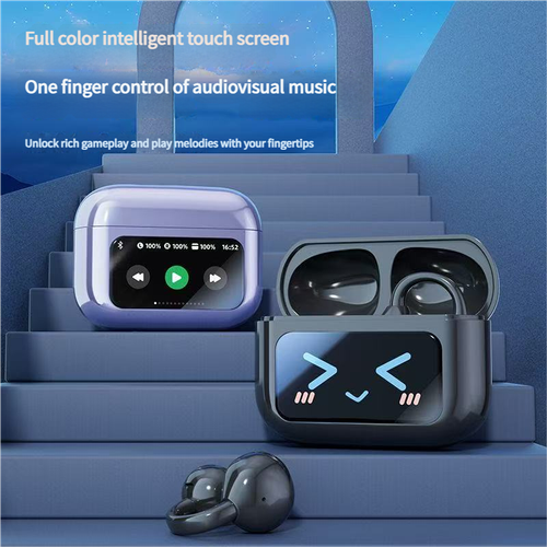 Touchscreen headphones, wireless Bluetooth headphones, high-end sound quality, with screen, sports clip-on earbuds