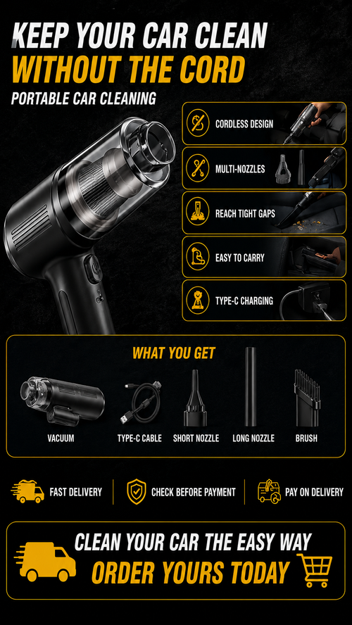 🔥HOT SALE🔥 COD！Wireless Car Vacuum Nairobi Inventory | Ships in 48 Hours | 7-Day No-Questions-Asked Returns and Exchanges. Cash-on-Delivery orders will be shipped from our Nairobi warehouse within 48 hours. Delivery takes 1–3 business days.