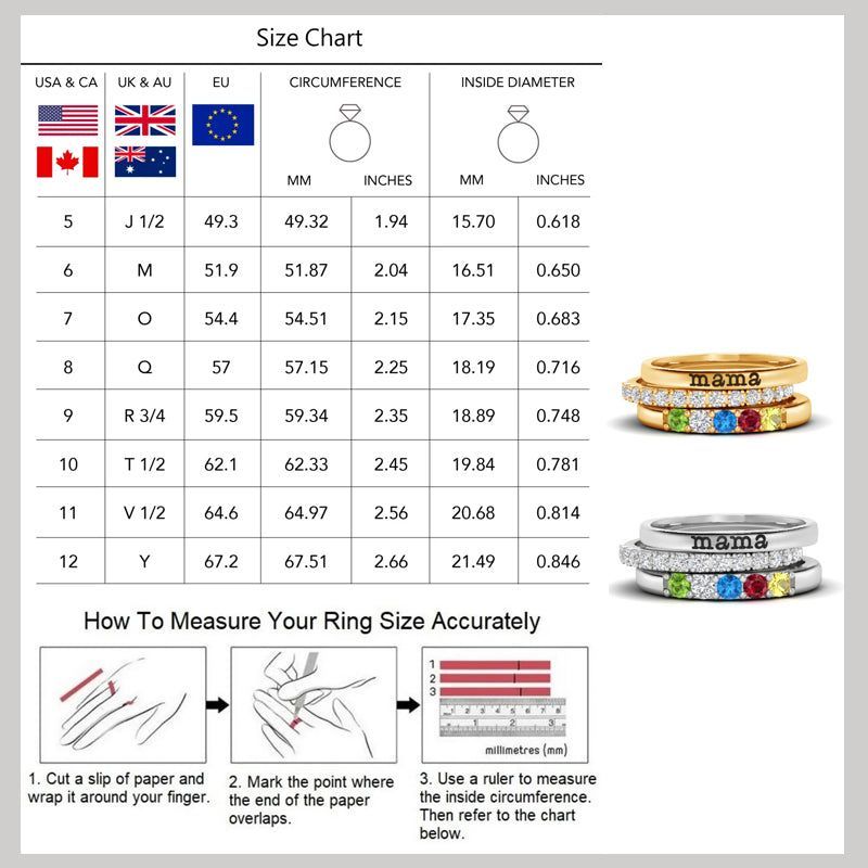 Grandmother Rings with Birthstones for Grandchildren