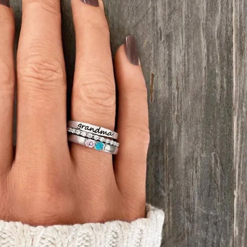 Grandmother Rings with Birthstones for Grandchildren