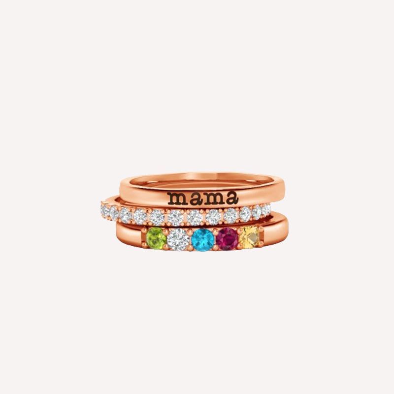 Grandmother Rings with Birthstones for Grandchildren